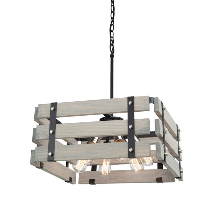 Artcraft Barnyard 6 Light 9" Chandelier, Beach Wood - AC11496BW