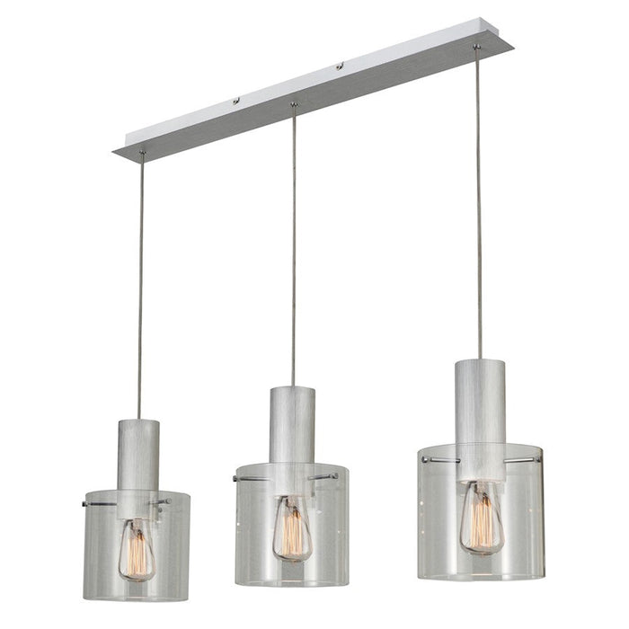 Artcraft Henley 3 Light Island Light, Brushed Aluminum/Clear Glass - AC11522CL