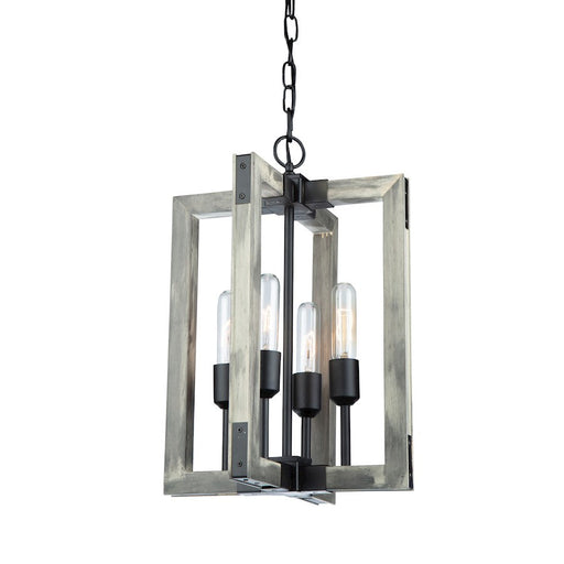 Artcraft Gatehouse 4 Light Chandelier, Beach Wood/Black - AC11654BK