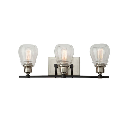 Artcraft Nelson 3 Light Vanity Light, Black/Brushed Nickel/Clear - AC11683NB