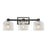 Artcraft Lyndon 3 Light Vanity Light, Black/Brushed Nickel/Clear - AC11693NB