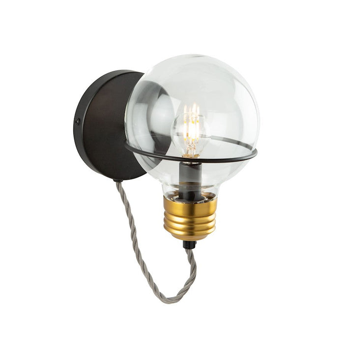 Artcraft Martina 1 Light Wall Sconce, Black/Brushed Brass/Clear