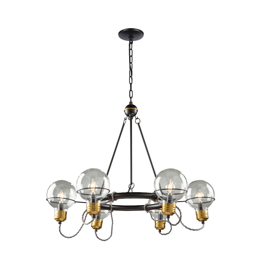 Artcraft Martina 6 Light Chandelier, Black/Brushed Brass/Clear - AC11727BK