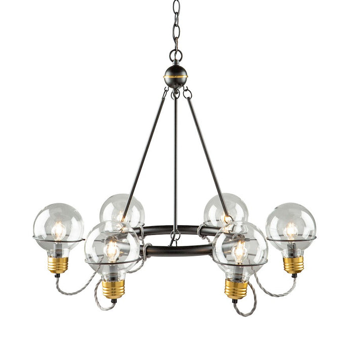 Artcraft Martina Chandelier, Black/Brushed Brass/Clear