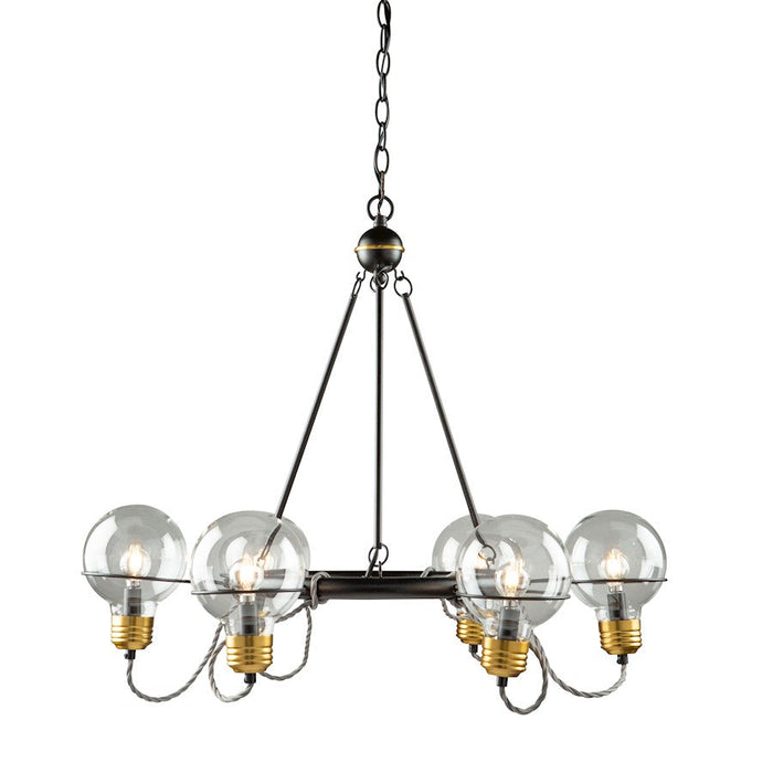 Artcraft Martina Chandelier, Black/Brushed Brass/Clear