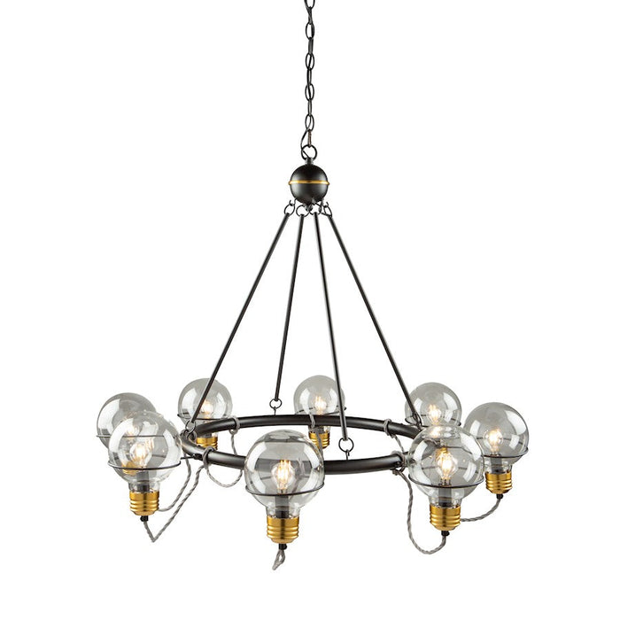 Artcraft Martina Chandelier, Black/Brushed Brass/Clear