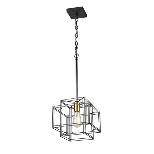 Artcraft Artisan 1 Light Pendant, Black/Brushed Brass - AC11731BK