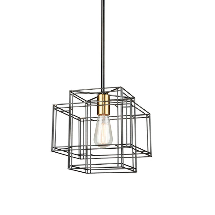 Artcraft Artisan 1 Light Pendant, Black/Brushed Brass