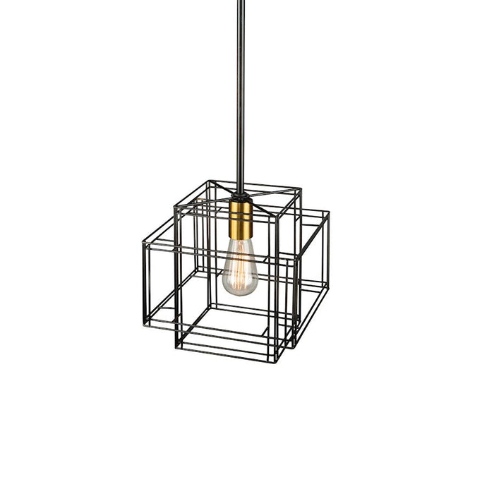 Artcraft Artisan 1 Light Pendant, Black/Brushed Brass