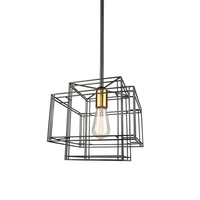 Artcraft Artisan 1 Light Pendant, Black/Brushed Brass