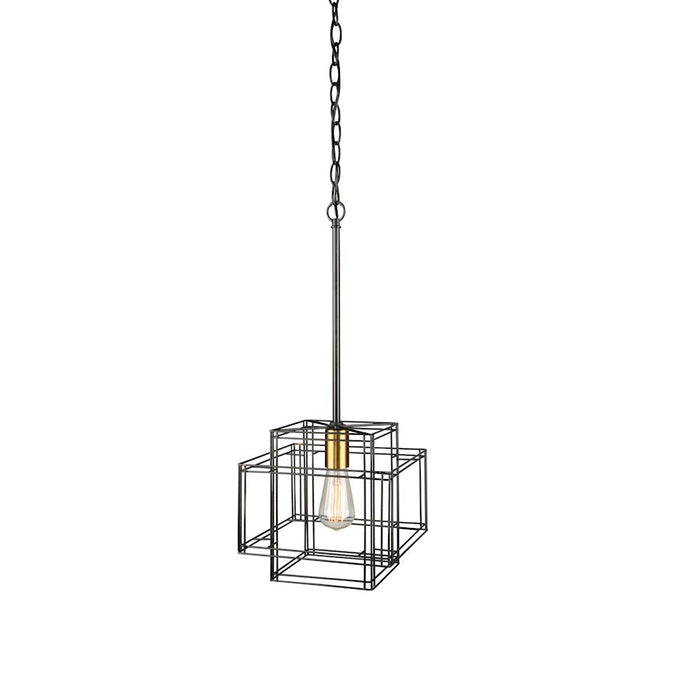 Artcraft Artisan 1 Light Pendant, Black/Brushed Brass