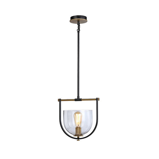 Artcraft Cheshire 1-Light Pendant, Black/Brass/Clear - AC11741BB