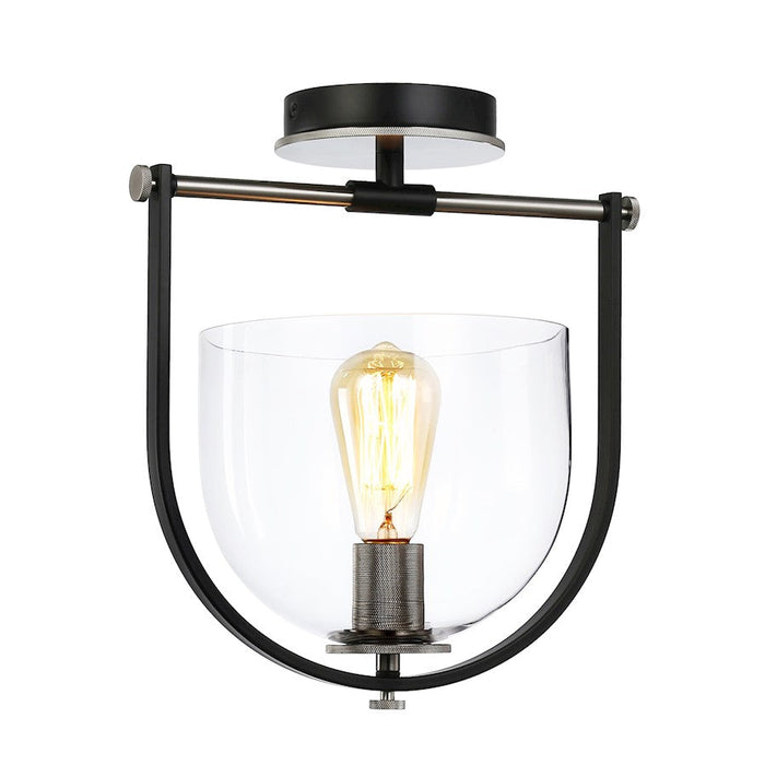 Artcraft Cheshire 1-Light Semi-Flush Mount, Black/Nickel/Clear - AC11743NB