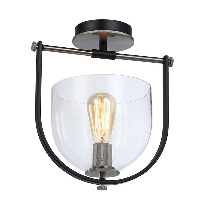 Artcraft Cheshire 1-Light Semi-Flush Mount, Black