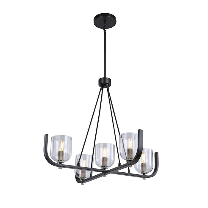 Artcraft Cheshire 5-Light Chandelier, Black/Brass/Clear - AC11746BB