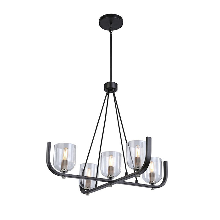 Artcraft Cheshire 5-Light Chandelier, Black/Nickel/Clear - AC11746NB