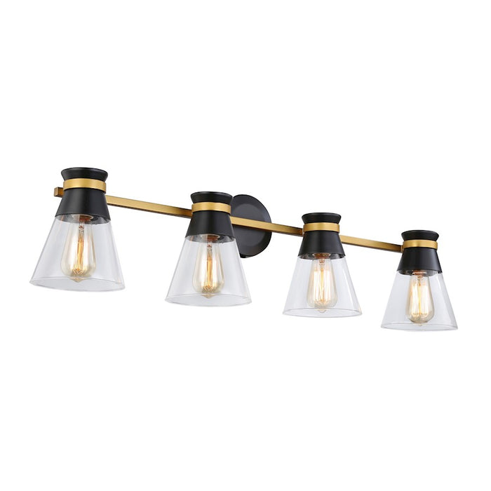 Artcraft Kanata 4-Light Vanity Light, Black/Brushed Brass - AC11804BB