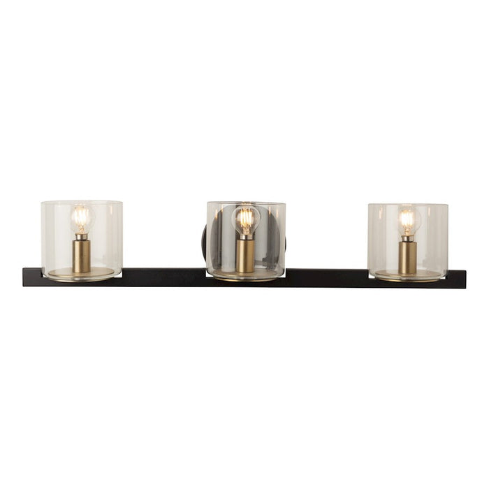 Artcraft Salinas 3-Light Vanity Light, Black and Brass/Clear - AC11823BB