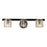 Artcraft Salinas 3-Light Vanity Light, Black And Brass/Clear