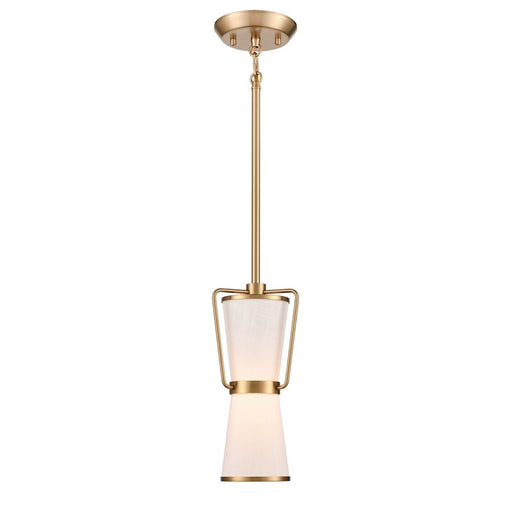 Artcraft Layla 1 Light Pendant, Brushed Brass/White