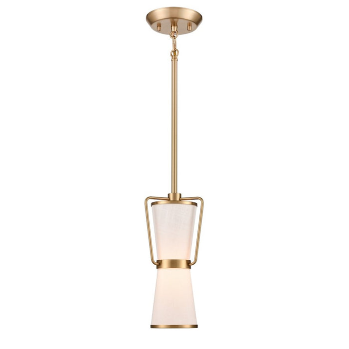 Artcraft Layla 1 Light Pendant, Brushed Brass/White