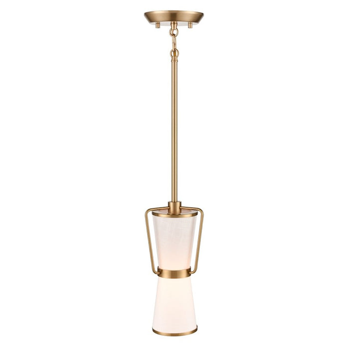 Artcraft Layla 1 Light Pendant, Brushed Brass/White