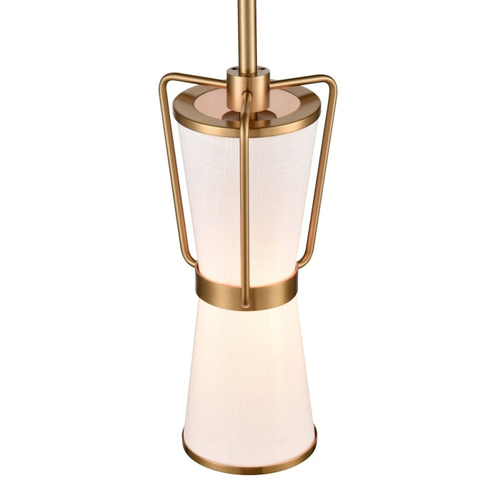 Artcraft Layla 1 Light Pendant, Brushed Brass/White