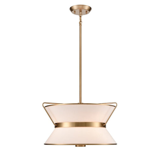 Artcraft Layla 17" Diameter 4 Light Chandelier, Brushed Brass/White