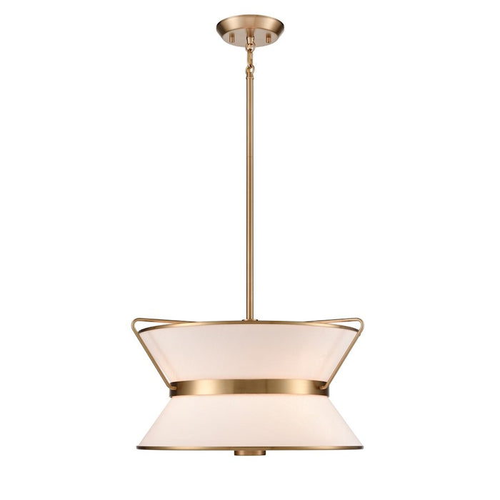 Artcraft Layla 17" Diameter 4 Light Chandelier, Brushed Brass/White