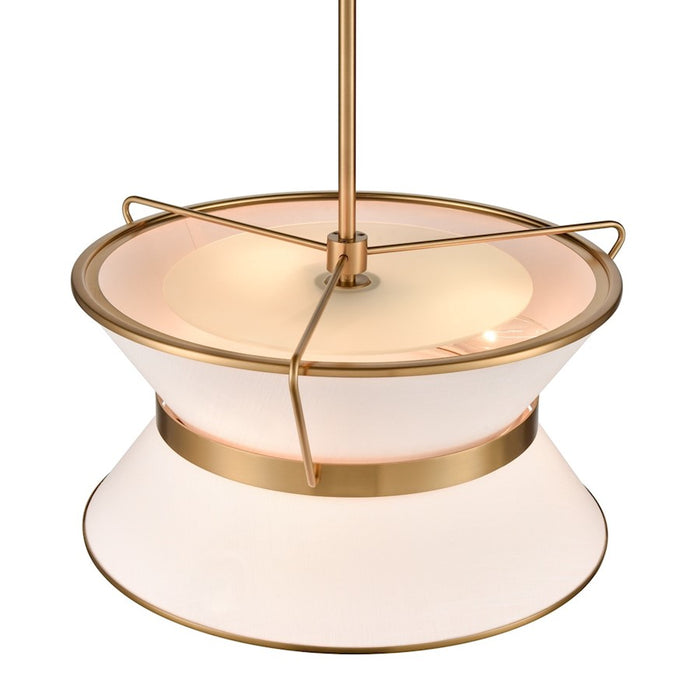 Artcraft Layla 17" Diameter 4 Light Chandelier, Brushed Brass/White