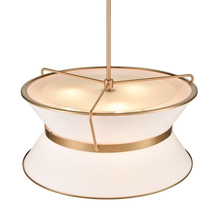 Artcraft Layla 23.5" Diameter 6 Lt Chandelier, Brushed Brass/White