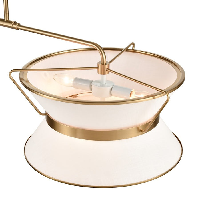 Artcraft Layla 8 Light Linear Island, Brushed Brass/White