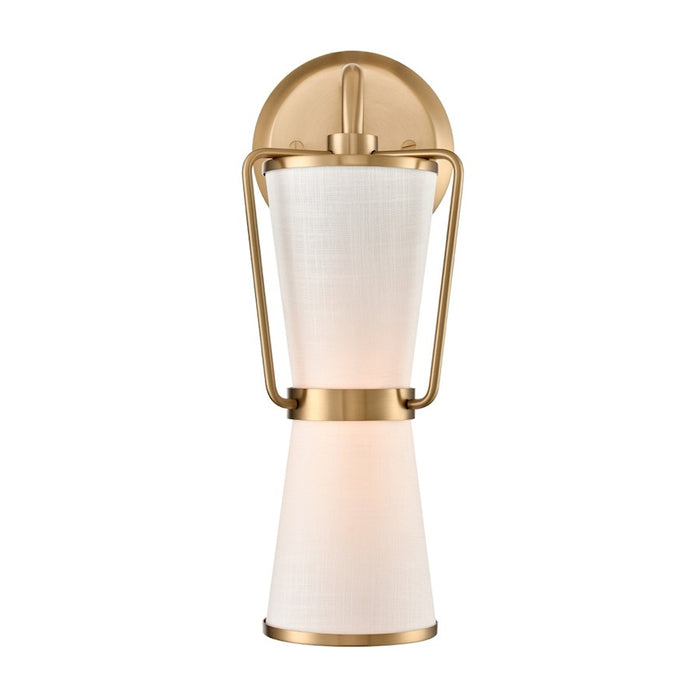 Artcraft Layla 1 Light Wall Sconce, Brushed Brass/White