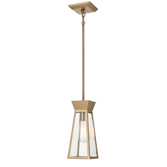 Artcraft Lucian 1 Light Pendant, Brushed Brass/Clear