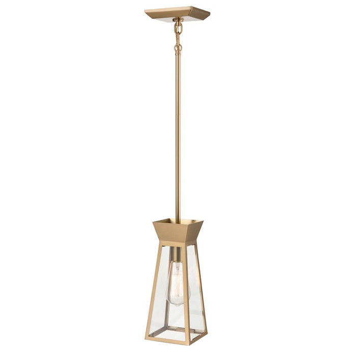 Artcraft Lucian 1 Light Pendant, Brushed Brass/Clear