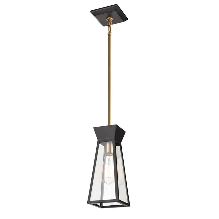 Artcraft Lucian 1 Light Pendant, Black/Brushed Brass/Clear - AC11850BK