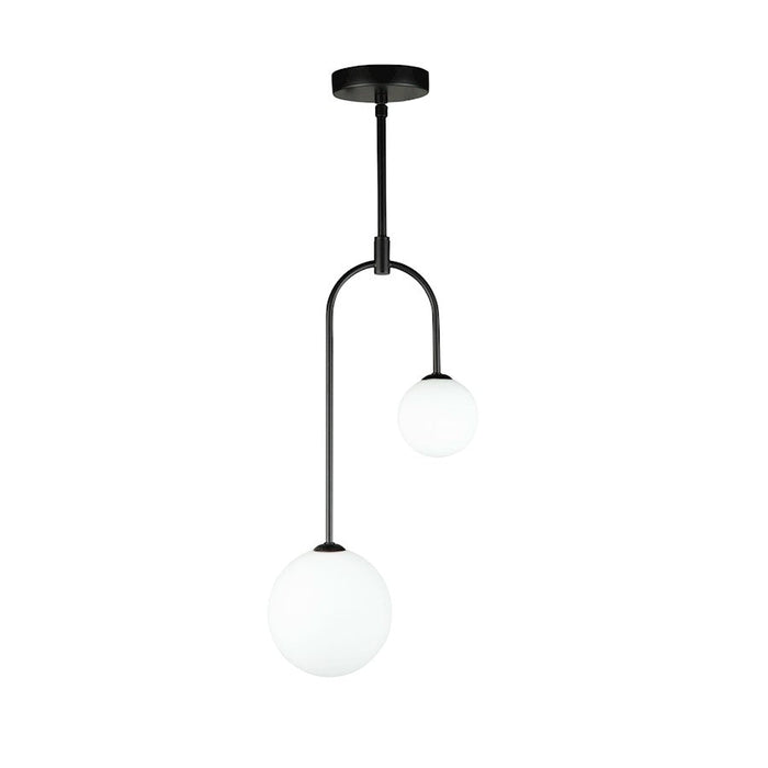 Artcraft Comet 2 Light Pendant, Matte Black/Opal - AC6652BK