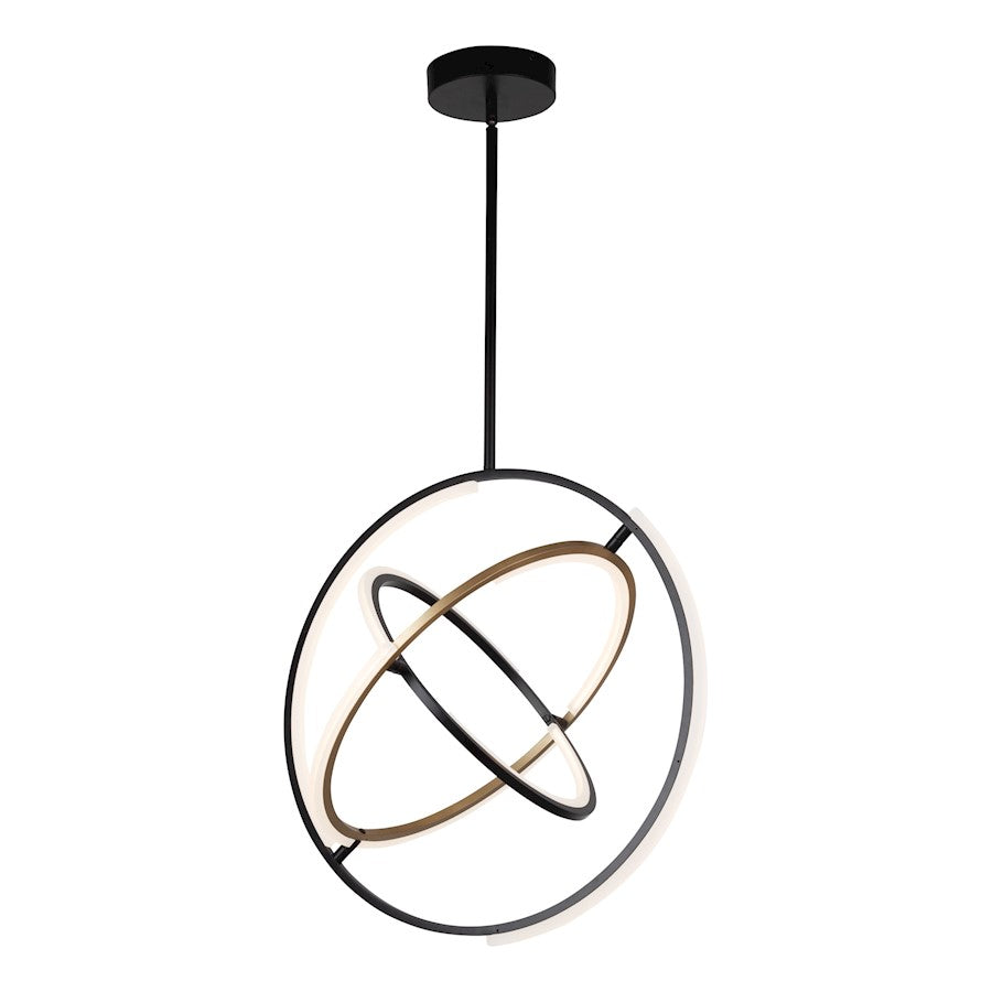 Artcraft Trilogy 17" Integrated LED Pendant, Black/Brass - AC6740BB