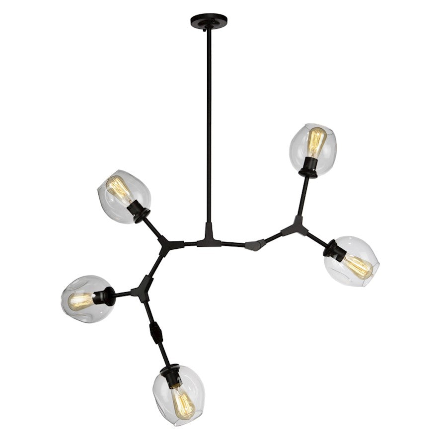 Artcraft Organic 5 Light 32" Chandelier, Black - JA14025BK