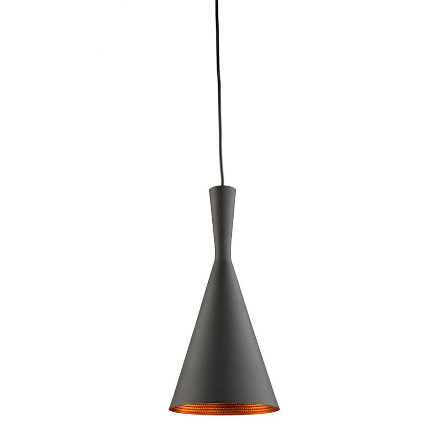 Artcraft Connecticut 1 Light 15" Pendant, Matte Black & Copper - JA800