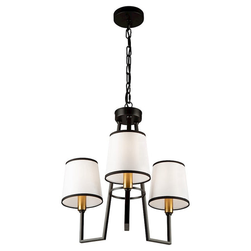 Artcraft Coco 3 Light Chandelier, Black/Gold/White - SC13343BK