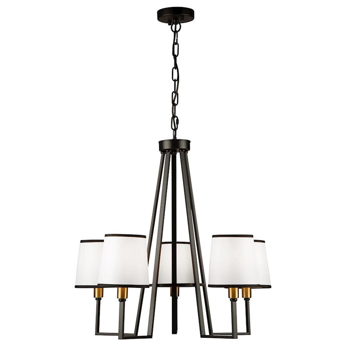 Artcraft Coco 5 Light Chandelier, Black/Gold/White - SC13345BK