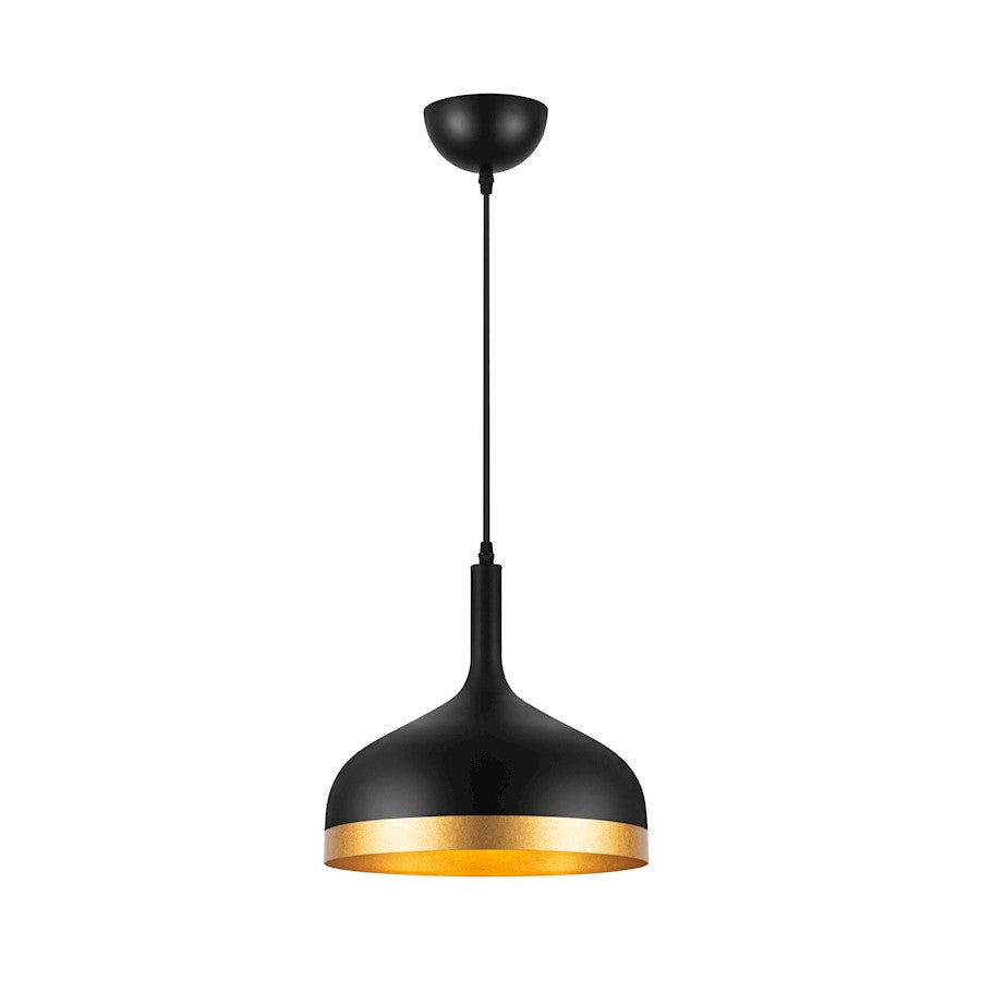 Artcraft Dash 12" 1-Light Pendant, Black/Gold/Black - SC13350BK