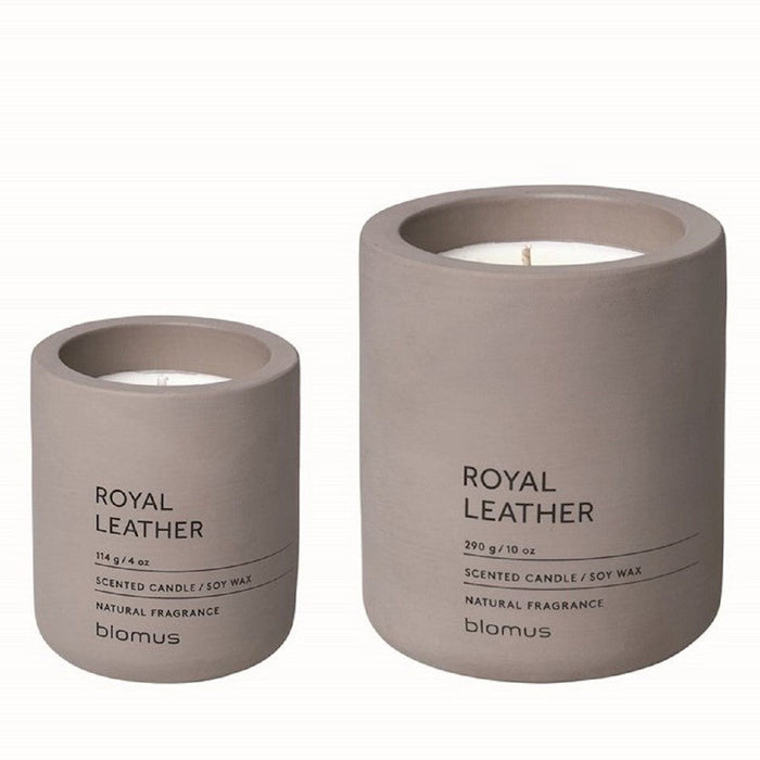 Blomus Fragra Candle Set Lg/Sm Satellite (Taupe)/Royal Leather Scent - 33108