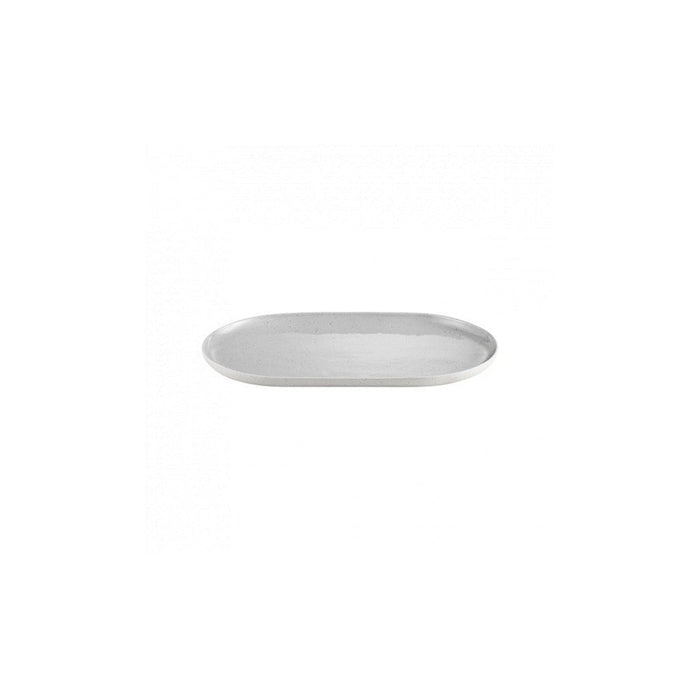 Blomus Sablo Ceramic Stoneware Oval Serving Plate, 13.8"/35Cm, Cloud - 64381