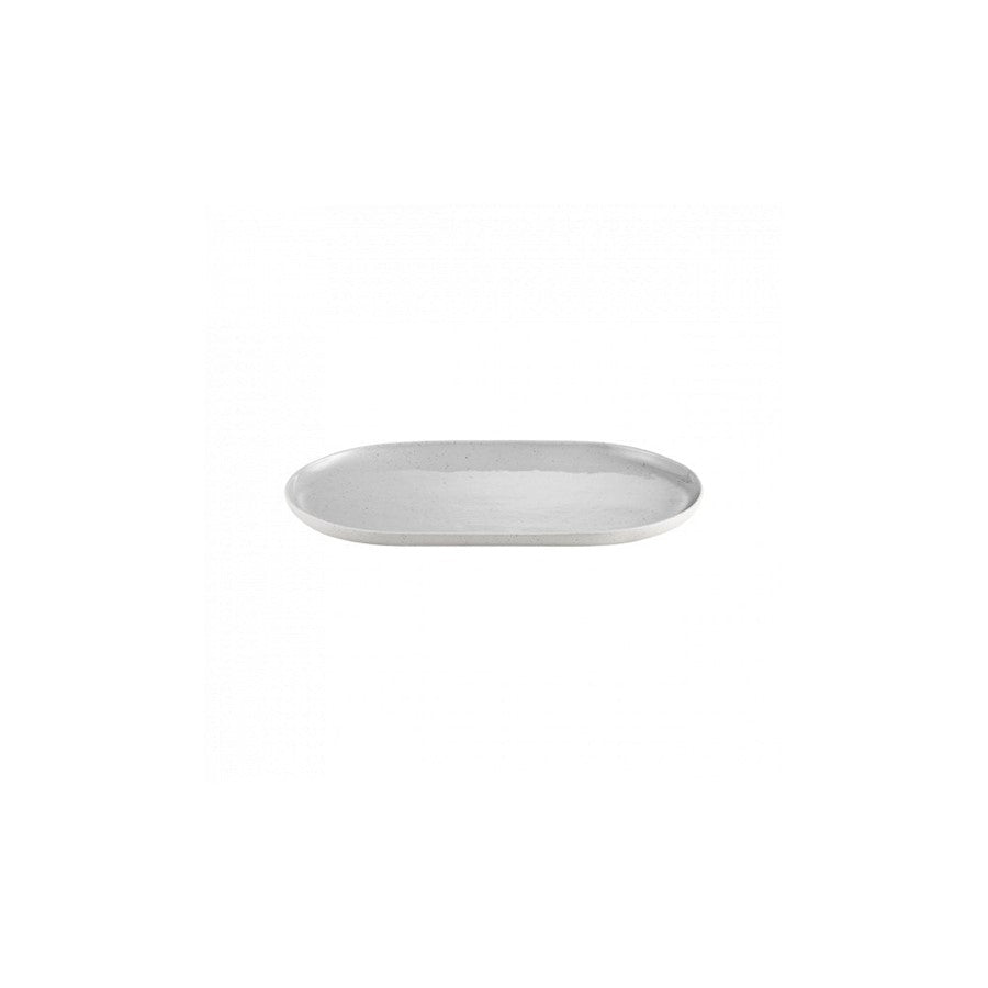 Blomus Sablo Ceramic Stoneware Oval Serving Plate, 13.8"/35Cm, Cloud - 64381