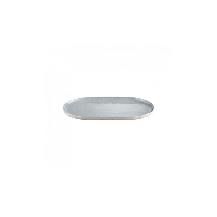 Blomus Sablo Ceramic Stoneware Oval Serving Plate, 13.8"/35Cm, Stone - 64386