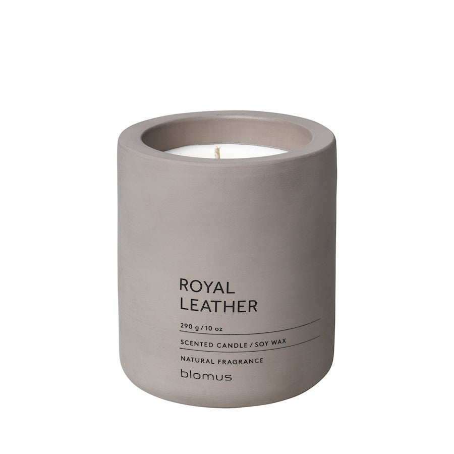 Blomus Fraga Large Candle, Satellite (Taupe) With Royal Leather Scent - 65951