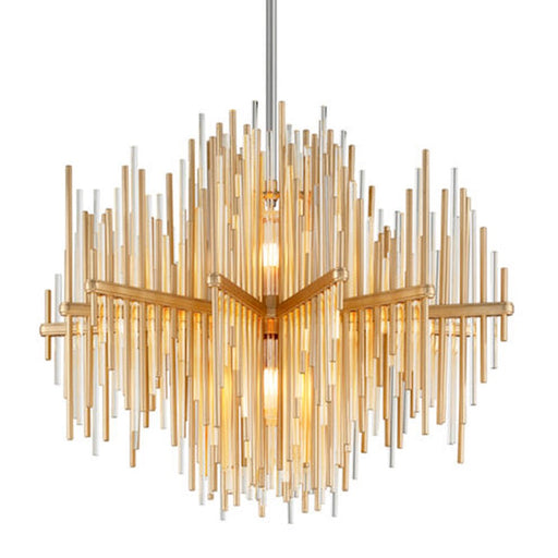 Corbett Lighting Theory 2Lt Pendant, Medium, Gold/Stainless/Clear - 238-42-GL-SS