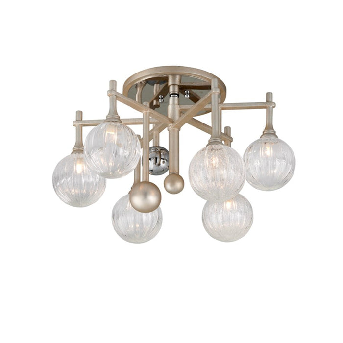 Corbett Lighting Majorette 6 Light Semi Flush, Silver Leaf/Chrome - 241-36-SL-PC